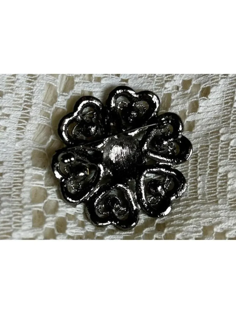 Vintage Blue and Green Rhinestone Flower Brooch
